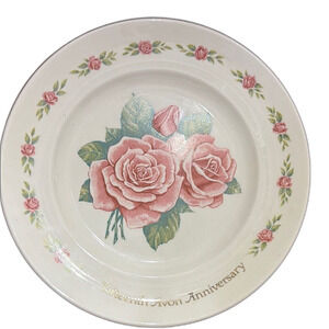 Avon Pink Rose Anniversary Plate